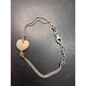 Vintage Dyadema sterling silver two toned heart charm multi chain bracelet